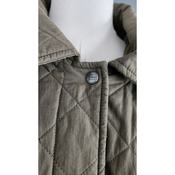L.L. Bean Women's Bean Cozy Warm Thermore Quilted Coat Khaki Green Size XL - Picture 3 of 12
